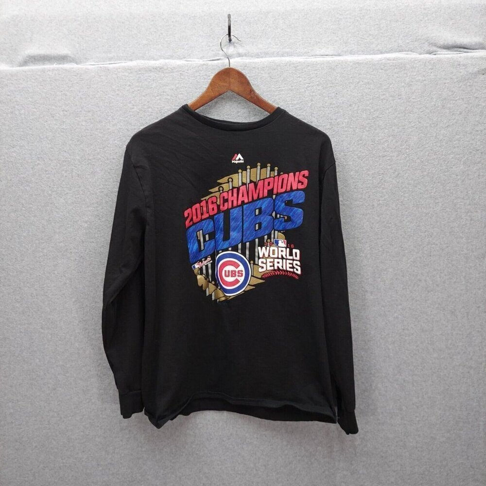 2016‎ Cubs Champions MLB World Series Long Sleeve T-Shirt Black Majestic Mens L